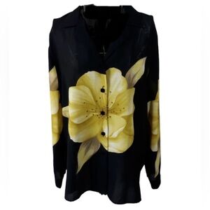 Sag Harbor Woman Bold Flower Button Down Top Sz 1X?